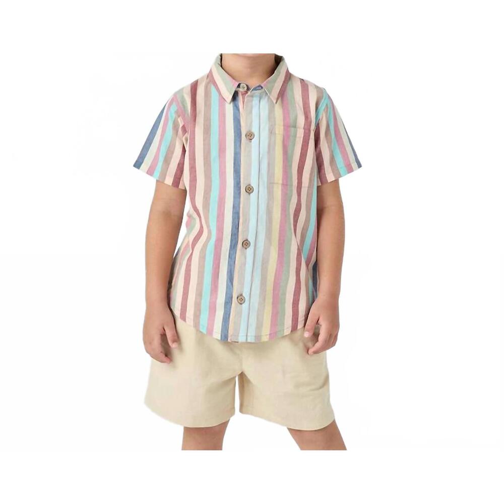 NEW PINK CHICKEN jack shirt in multi vintage stripe